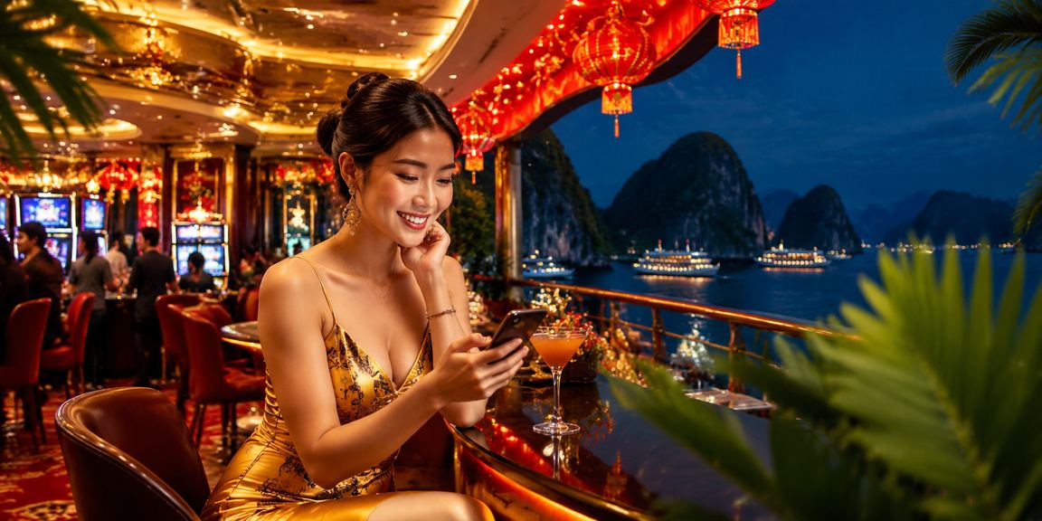 Người chơi trải nghiệm casino di động tại vịnh Hạ Long trong dịp lễ Tết
